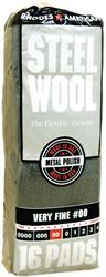 Homax 106602-06 Steel Wool, #00 Grit, Very Fine, Gray