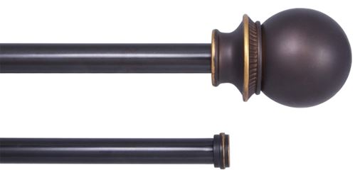 Kenney Fast Fit KN75217 Curtain Rod, 5/8 in Dia, 66 to 120 in L, Steel, Brown, Oil-Rubbed Bronze