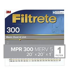 Filtrete 302-4 Air Filter, 20 in L, 20 in W, 5 MERV, 300 MPR, Synthetic Frame, Pack of 4