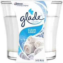 Glade 76958 Air Freshener Candle, 3.4 oz Jar, Clean Linen, Pack of 6