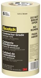 Scotch 2020-36A-CP Masking Tape, 60 yd L, 1.41 in W, Crepe Paper Backing, Beige