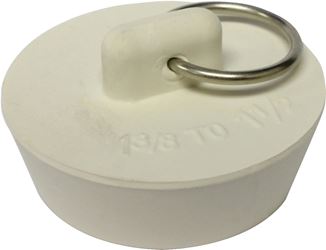 Plumb Pak Duo Fit Series PP820-39 Drain Stopper, Rubber, White, For: 1-3/8 in to 1-1/2 in Sink, Pack of 6