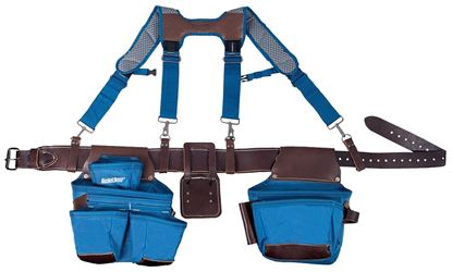 Bucket Boss 55505-RB Hybrid Tool Belt, 52 in Waist, Leather/Polyester, Blue, 19-Pocket