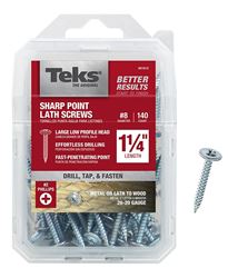 Teks 21512 Lath Screw, #8 Thread, Truss Head, Phillips Drive, Sharp Point, Steel, Zinc, 140 PK