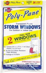 Warps Poly-Pane Series 2P-24 Storm Window Kit, 36 in W, 1 mil Thick, 72 in L, Clear, Pack of 24