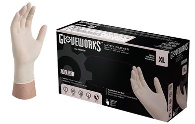 Gloveworks TLF48100 Disposable Gloves, XL, Latex, Powder-Free, Ivory, 14.37 in L