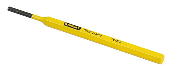 Stanley 16-233 Pin Punch, 3/16 in Tip, 6 in L, 1/4 in Dia Shank, Hex Shank, Chrome Vanadium Steel