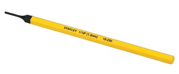 Stanley 16-230 Pin Punch, 1/16 in Tip, 6 in L, 1/4 in Dia Shank, Hex Shank, Chrome Vanadium Steel