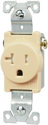 Eaton Wiring Devices TR1877V-BXSP Single Receptacle, 2 -Pole, 125 V, 20 A, Side Wiring, NEMA: NEMA 5-20, Ivory