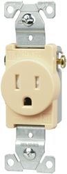 Eaton Wiring Devices TR817V-BOX Single Receptacle, 2 -Pole, 125 V, 15 A, Side Wiring, NEMA: NEMA 5-15R, Ivory