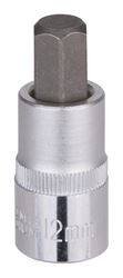 Vulcan Hex Bit Socket, Chrome, 12 mm,1/2 in Drive, 2-1/2 in OAL