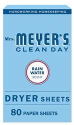 Mrs. Meyers Clean Day 325239 Dryer Sheet, Rain Water, White