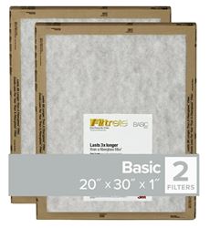 Filtrete FPL22-2PK-24 Air Filter, 30 in L, 20 in W, 2 MERV, For: Air Conditioner, Furnace and HVAC System, Pack of 24