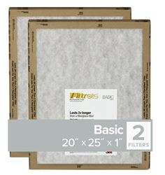 Filtrete FPL03-2PK-24 Air Filter, 25 in L, 20 in W, 2 MERV, For: Air Conditioner, Furnace and HVAC System, Pack of 24