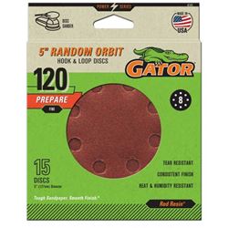 Gator 4141 Sanding Disc, 5 in Dia, 120 Grit, Fine, Aluminum Oxide Abrasive, Vented