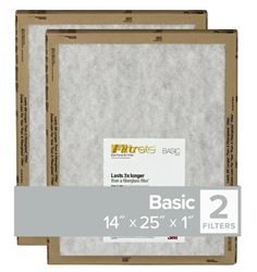 Filtrete FPL04-2PK-24 Air Filter, 25 in L, 14 in W, 2 MERV, For: Air Conditioner, Furnace and HVAC System, Pack of 24