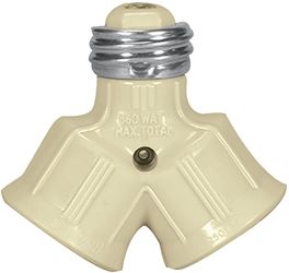 Eaton Wiring Devices BP700V Lamp Holder Adapter, 660 W, 2-Outlet, Ivory