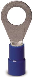 Gardner Bender 20-104 Ring Terminal, 600 V, 16 to 14 AWG Wire, #8 to 10 Stud, Vinyl Insulation, Copper Contact, Blue