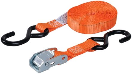 Keeper 89115 Tie-Down, 1 in W, 15 ft L, Orange, 400 lb Working Load, S-Hook End, Pack of 8