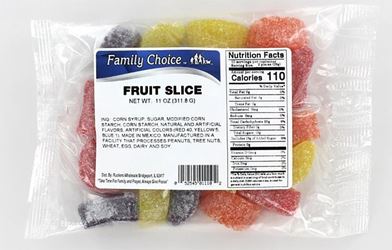 Family Choice 1110 Candy Slice, Assorted Fruits Flavor, 14 oz, Pack of 12