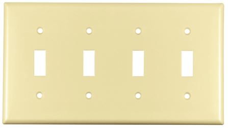 Eaton Wiring Devices 2154V-BOX Wallplate, 4-1/2 in L, 8.19 in W, 4 -Gang, Thermoset, Ivory, High-Gloss