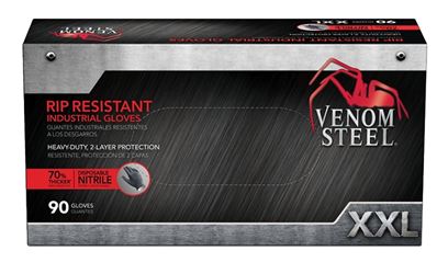 Venom Steel VEN6146N Disposable Gloves, 2XL, Nitrile, Powder-Free, Black, 9-1/2 in L