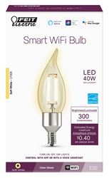 Feit Electric CFC40/927CA/FIL/AG Smart Bulb, 3.3 W, Wi-Fi Connectivity: Yes, Voice Control, E12 Candelabra Lamp Base, Pack of 4