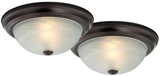 Boston Harbor Flush Mount Ceiling Fixture, 120 V, 60 W, A19 or CFL Lamp, Bronze Fixture, Pack of 2