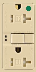 Eaton Wiring Devices TWRSGF20V GFCI Duplex Receptacle, 2 -Pole, 20 A, 125 V, Back, Side Wiring, NEMA: 5-20R, Ivory