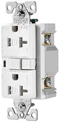 Eaton Wiring Devices TRAFCI20W AFCI Receptacle, 2 -Pole, 20 A, 125 V, Back, Side Wiring, NEMA: 5-20R, White