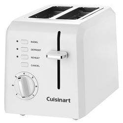 Cuisinart CPT-122 Electric Toaster, 900 W, 2 Slice/Hr, Manual Control, Plastic, White