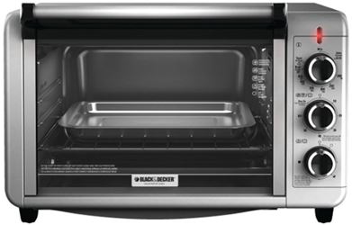 Black+Decker TO3210SSD Toaster Oven, 1500 W, Knob Control, 6 Slice/Hr, Metal, Silver