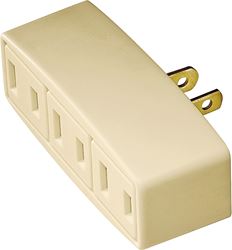 Eaton Wiring Devices 1747V-BOX Outlet Tap, 2 -Pole, 15 A, 125 V, 3 -Outlet, NEMA: NEMA 1-15R, Ivory