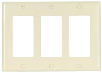 Eaton Cooper Wiring 2163 2163LA-BOX Wallplate, 4-1/2 in L, 6.37 in W, 3 -Gang, Thermoset, Light Almond, High-Gloss