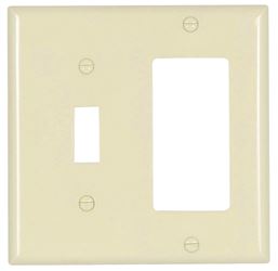 Eaton Wiring Devices 2153LA-BOX Combination Wallplate, 4-1/2 in L, 4-9/16 in W, 2 -Gang, Thermoset, Light Almond