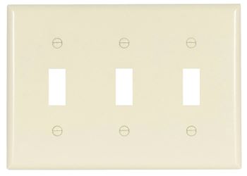 Eaton Wiring Devices 2141LA-BOX Wallplate, 4-1/2 in L, 3-3/8 in W, 3 -Gang, Thermoset, Light Almond, High-Gloss