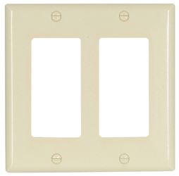 Eaton Wiring Devices 2152LA-BOX Wallplate, 4-1/2 in L, 4.56 in W, 2 -Gang, Thermoset, Light Almond, High-Gloss