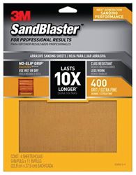 3M SandBlaster Series 20400-G-4 Sandpaper, 11 in L, 9 in W, 400 Grit, Ultra Fine, Aluminum Oxide Abrasive