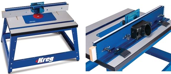 Kreg PRS2100 Benchtop Router Table, 20 in W Stand, 28-1/4 in D Stand, 20-1/4 in H Stand, Fiberboard