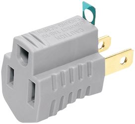 Eaton Wiring Devices BP419GY15 Outlet Adapter with Grounding Lug, 2 -Pole, 15 A, 125 V, NEMA: NEMA 1-15 to 5-15