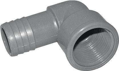 Boshart UPVCFE-05 Combination Pipe Elbow, 1/2 in, Insert x FPT, 90 deg Angle, PVC, Black