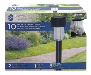 Boston Harbor Solar Stake Light, Ni-Mh Battery, Button Cell Battery, 1-Lamp, Plastic Fixture, Black