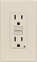 Leviton C36-GFNT1-0PT GFCI Duplex Receptacle, 2 -Pole, 15 A, 125 V, Back, Side Wiring, NEMA: 5-15R, Light Almond