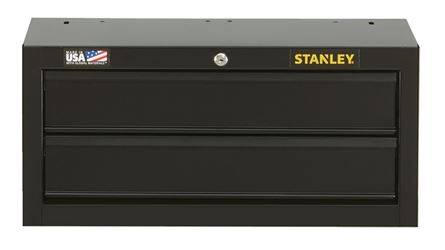 Stanley STST22621BK Middle Tool Chest, 1830 cu-in, 26 in OAW, 11-1/2 in OAH, 12 in OAD, Steel, Black, 2-Drawer