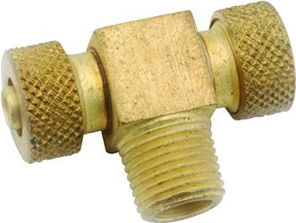 Anderson Metals 50872-0402 Tube to Pipe Tee, 1/4 x 1/8 in, Compression x MIP, Brass