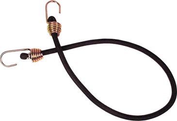 Keeper 06182 Bungee Cord, 13/32 in Dia, 32 in L, Rubber, Black, Hook End, Pack of 10