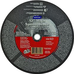 Norton 66252837840 Cut-Off Wheel, 12 in Dia, 1/8 in Thick, 1 in Arbor, 24 Grit, Silicone Carbide Abrasive