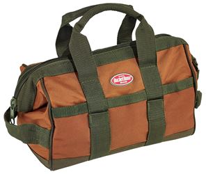 Bucket Boss Original 60012 Gatemouth Tool Bag, 12 in W, 7 in D, 9 in H, 16-Pocket, Poly Ripstop Fabric, Brown