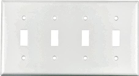 Eaton Wiring Devices 2154W-BOX Wallplate, 4-1/2 in L, 8.19 in W, 4 -Gang, Thermoset, White, High-Gloss