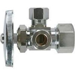 BrassCraft CR1901LRX C1 Stop Valve, 1/2 x 3/8 x 3/8 in Connection, Compression, 125 psi Pressure, Brass Body